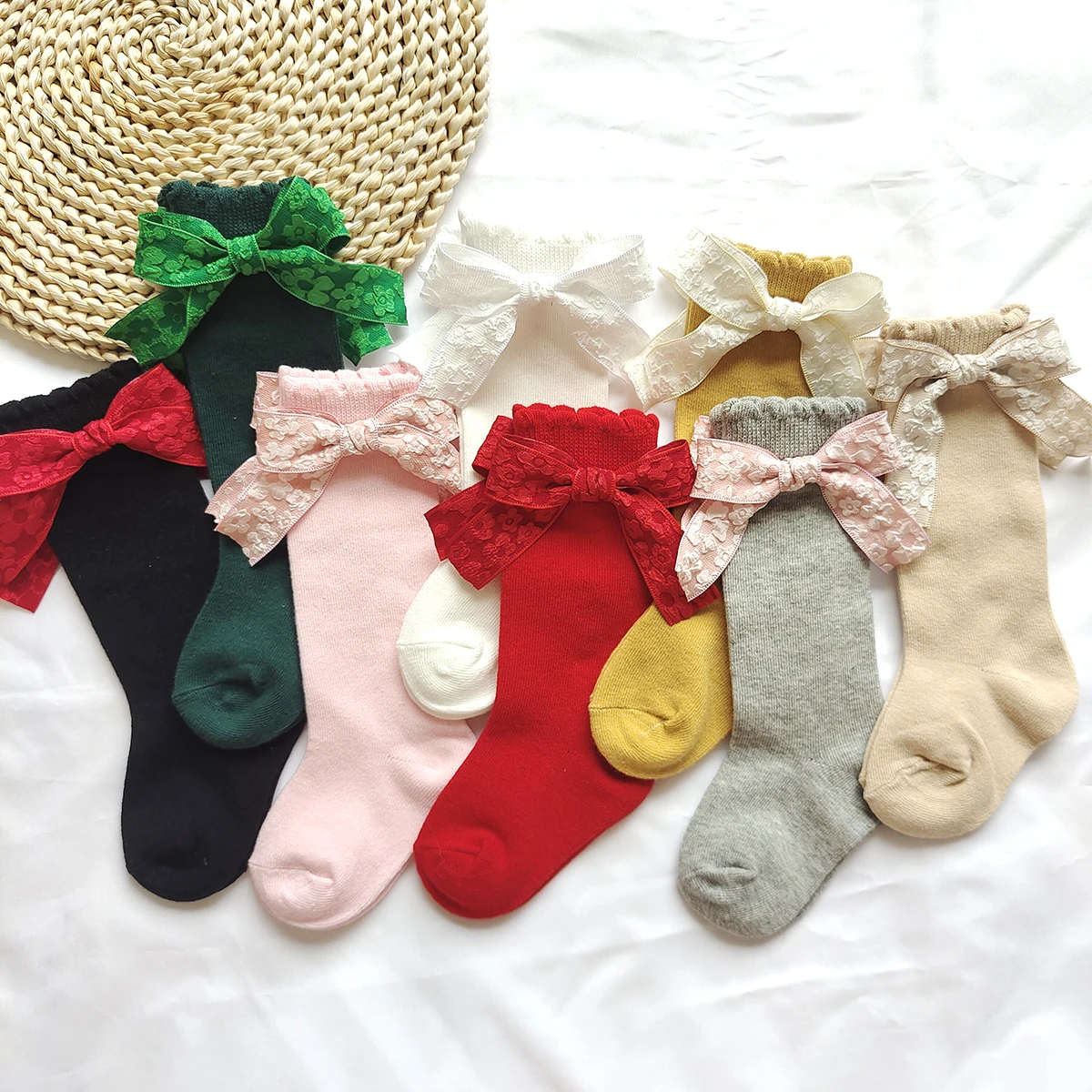 

Носки для маленьких девочек, хлопковые детские носки с 3D цветочными бантами, мягкие детские длинные носки-трубочки, детские гольфы принцессы для детей 0-7 лет