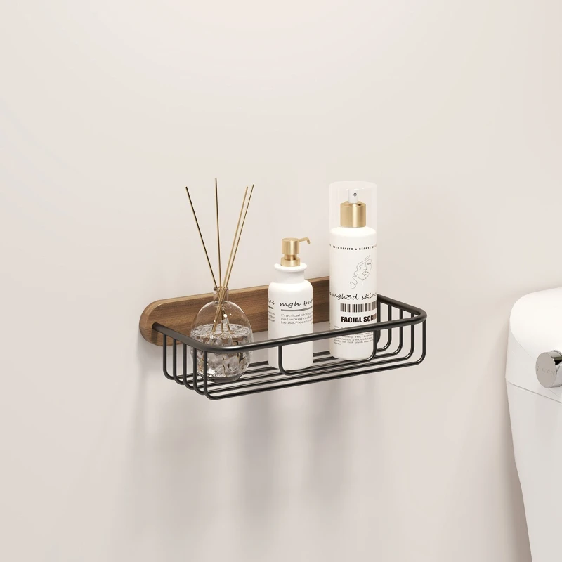 

Держатель для салфеток из массива дерева без сверления, органайзер для ванной комнаты из орехового дерева, настенная полка для бумажных полотенец и телефона для дома и офиса