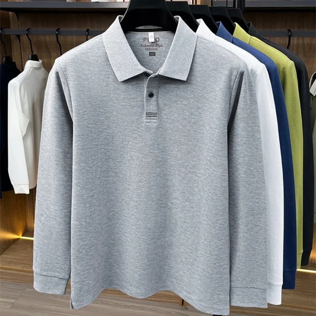 2026 neues 100% reines Baumwoll-Poloshirt für Herren, hochwertige Marke, langärmelig, Herbstmode, luxuriöse Stickerei, Golf-Oberteil, Business-T-Shirt – Detail 6