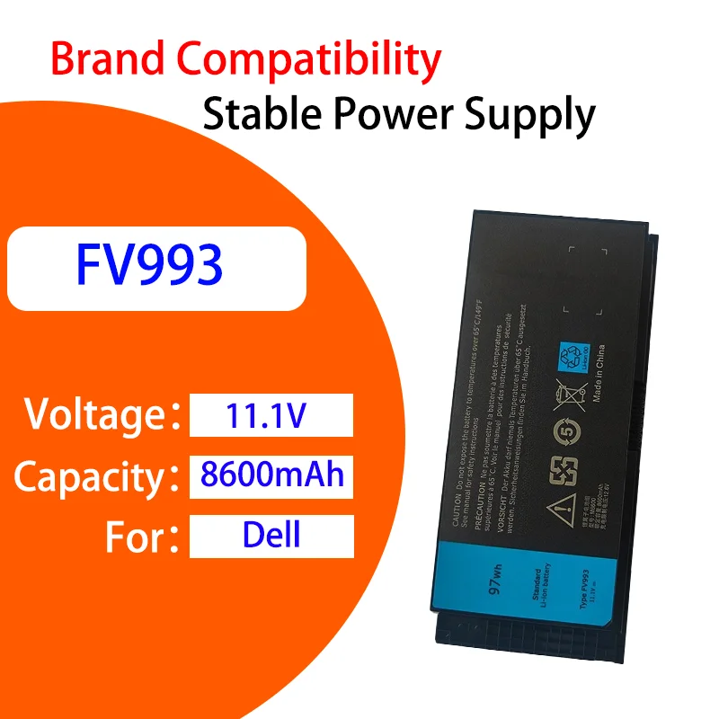 

High Performance FV993 Battery For Dell Precision M4600 M4700 M4800 M6600 M6700 M6800 11.1V 8600mAh Rechargeable Laptop Battery