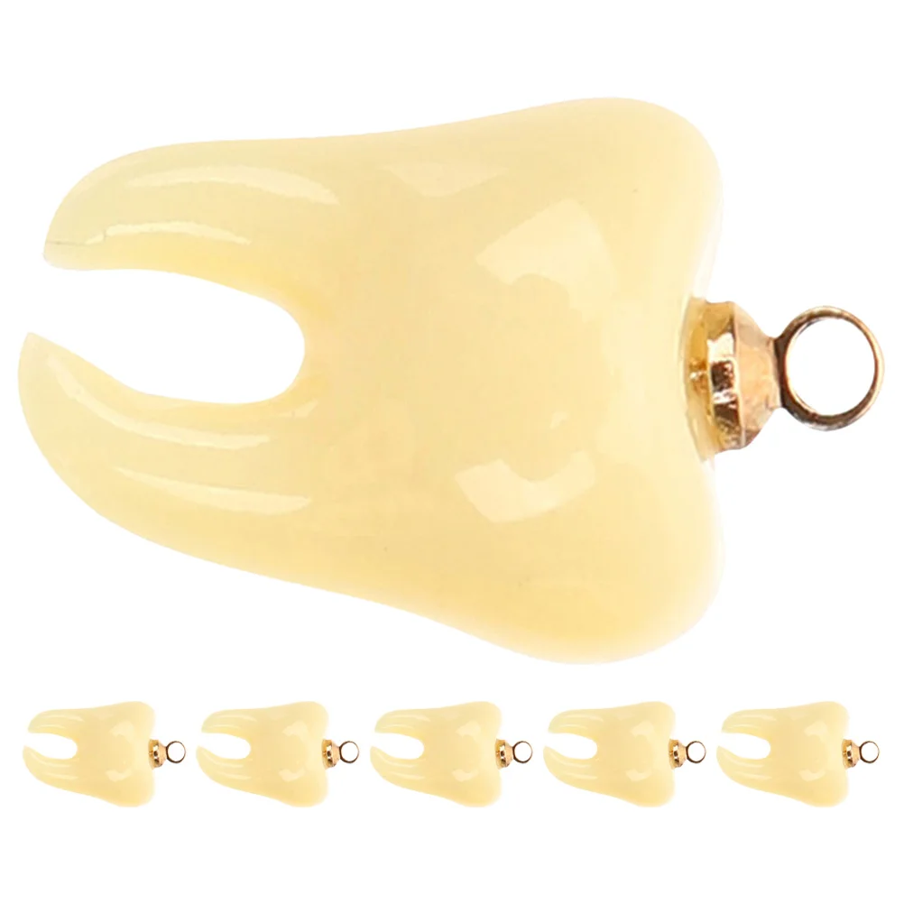 

6 Pcs Baby Tooth Shaped Pendant Resin Small Charms Jewelry Making Ornament Teeth for Necklace False