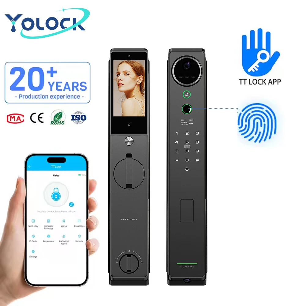 YOLOCK Door Lock Fingerprint Built in Screen Ttlock Smart Door Lock Tuya Smart Door Lock Intelligent Door Lock for Apartment