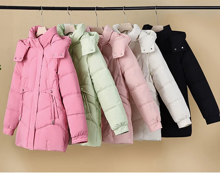 Korean Trend Women's Solid Color Long-sleeved Versatile Zipper Jacket Winter New Holiday Hooded Loose Warm Thickened Coat