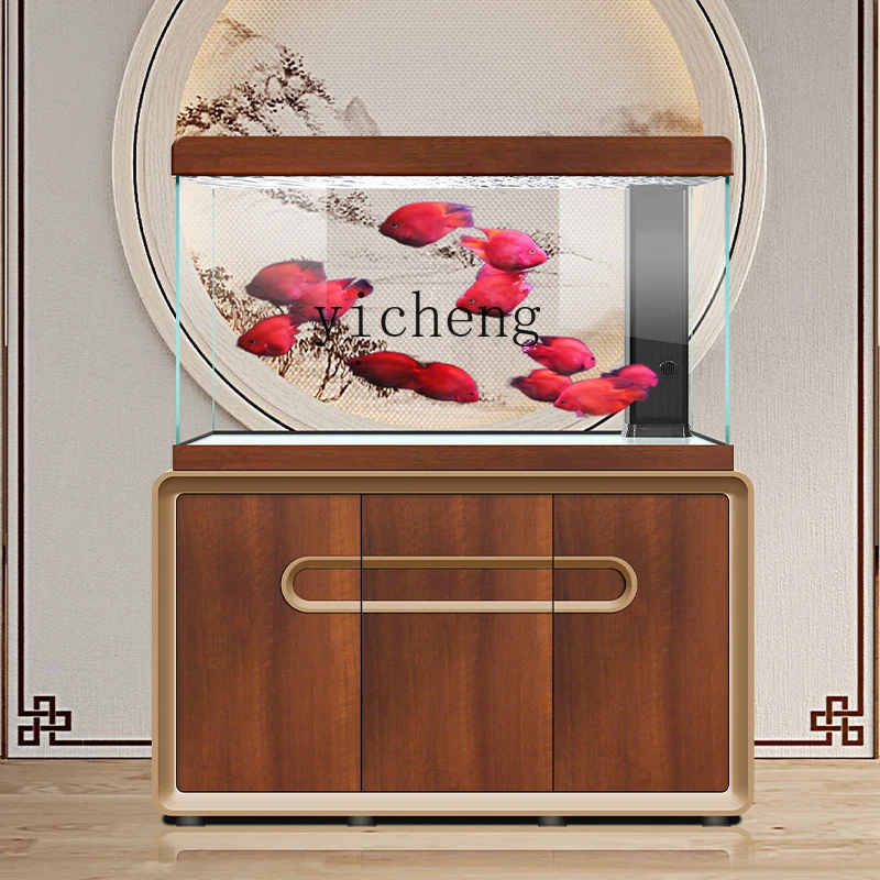 

TQH fish tank living room household ultra-white glass goldfish tank aquarium