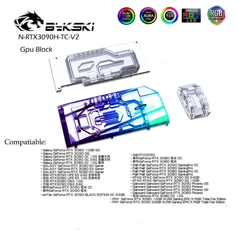 

Bykski N-RTX3090H-TC-V2,GPU Active Backplate Block For NVIDIA RTX3080 3090 GALAXY/Palit/KFA2/Maxsun/Leadtek/ Dual VGA Cooler