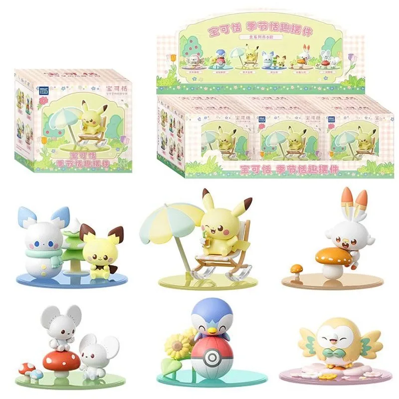New Genuine Pikachu Piplup Blind Box Season Fun Ornaments Mystery Box Pikachu Piplup Merchandise Mini Anime Figures Gift Toy