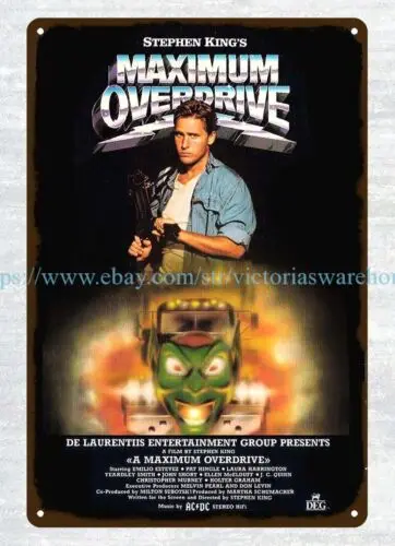 pub shop plaque 1986 Maximum Overdrive horror movie poster metal tin sign