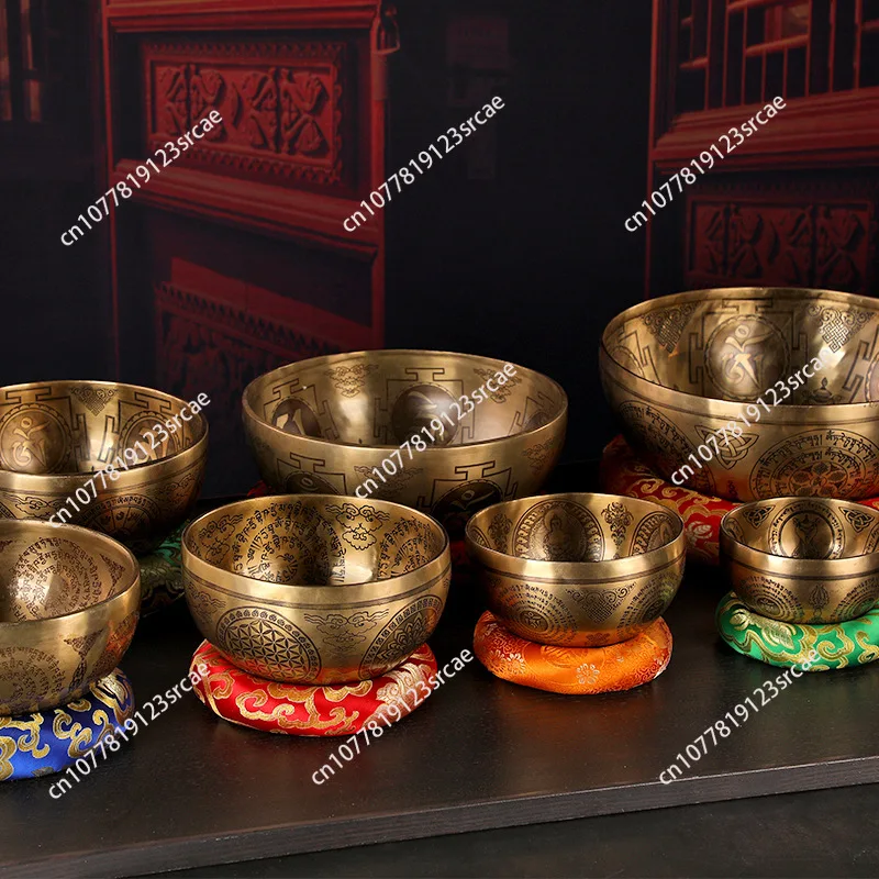 Handmade Nepal Singing Bowl Tibetan Buddha Statue Copper Chakra Meditation Decor