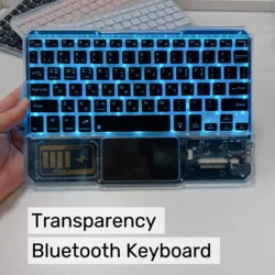 Transparency led rgb Rechargeable Blue-toothWireless Keyboard Korean Japanese French Arabic Touchpad Tablet for iPad Android