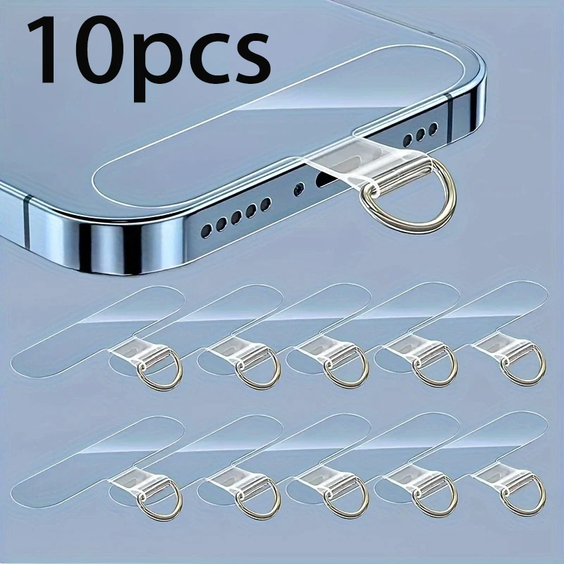 10PCS TPU Phone Lanyard Patch - Universal Adhesive Phone Holder with Removable Anti-Loss Strap Connector Kit