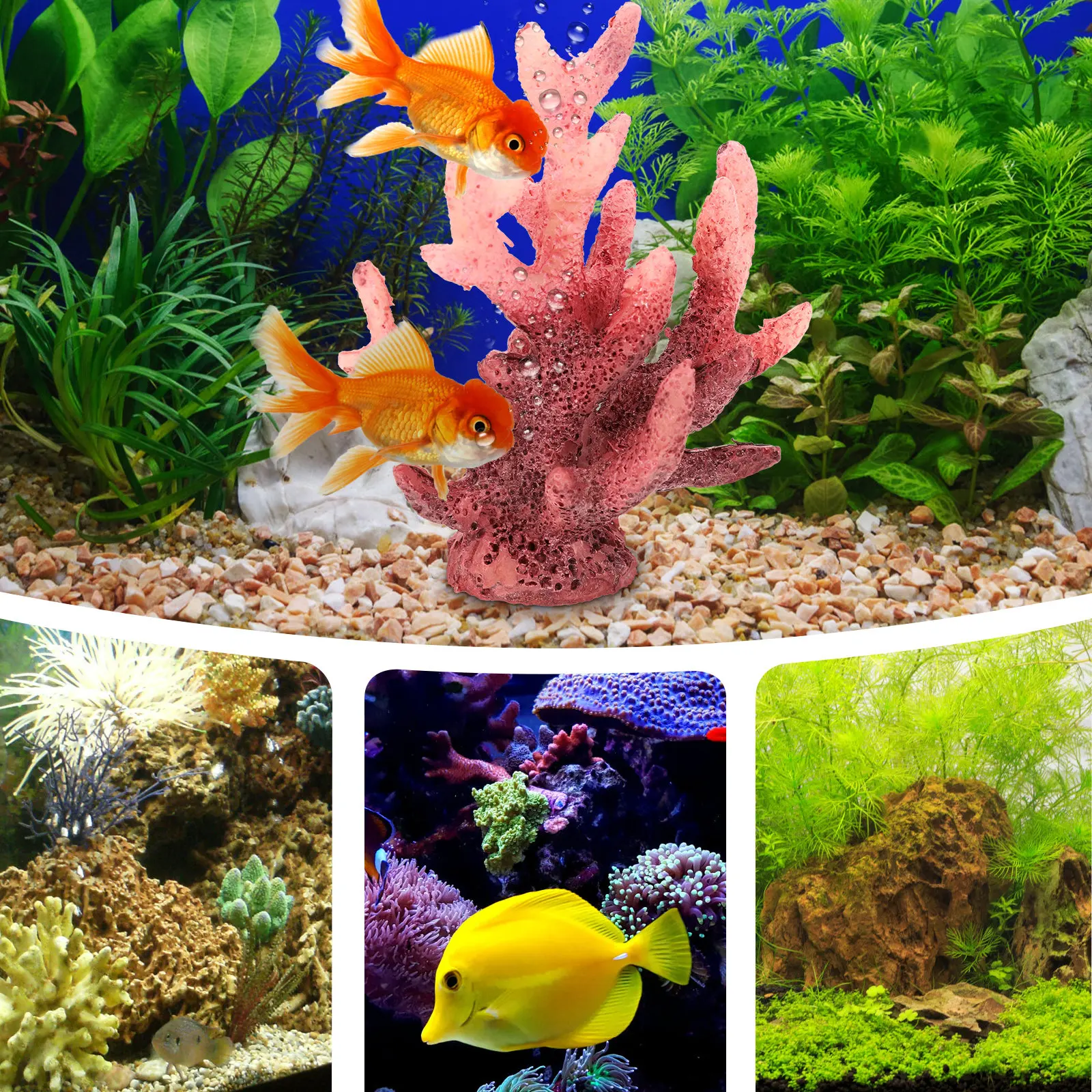 4Pcs Creative Aquarium Coral Decor Resin Artificial Plant for Desktop Fish Tank Decoration Coral Decor Artificial Plant
