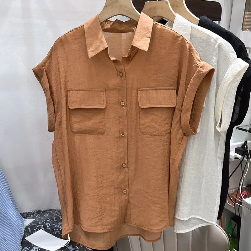 Summer Shirts Blouse For Women Y2k Retro Shirts Sleeveless Female Clothes Pullovers Outerwear Vintage Casual Skirt Ladies Tops