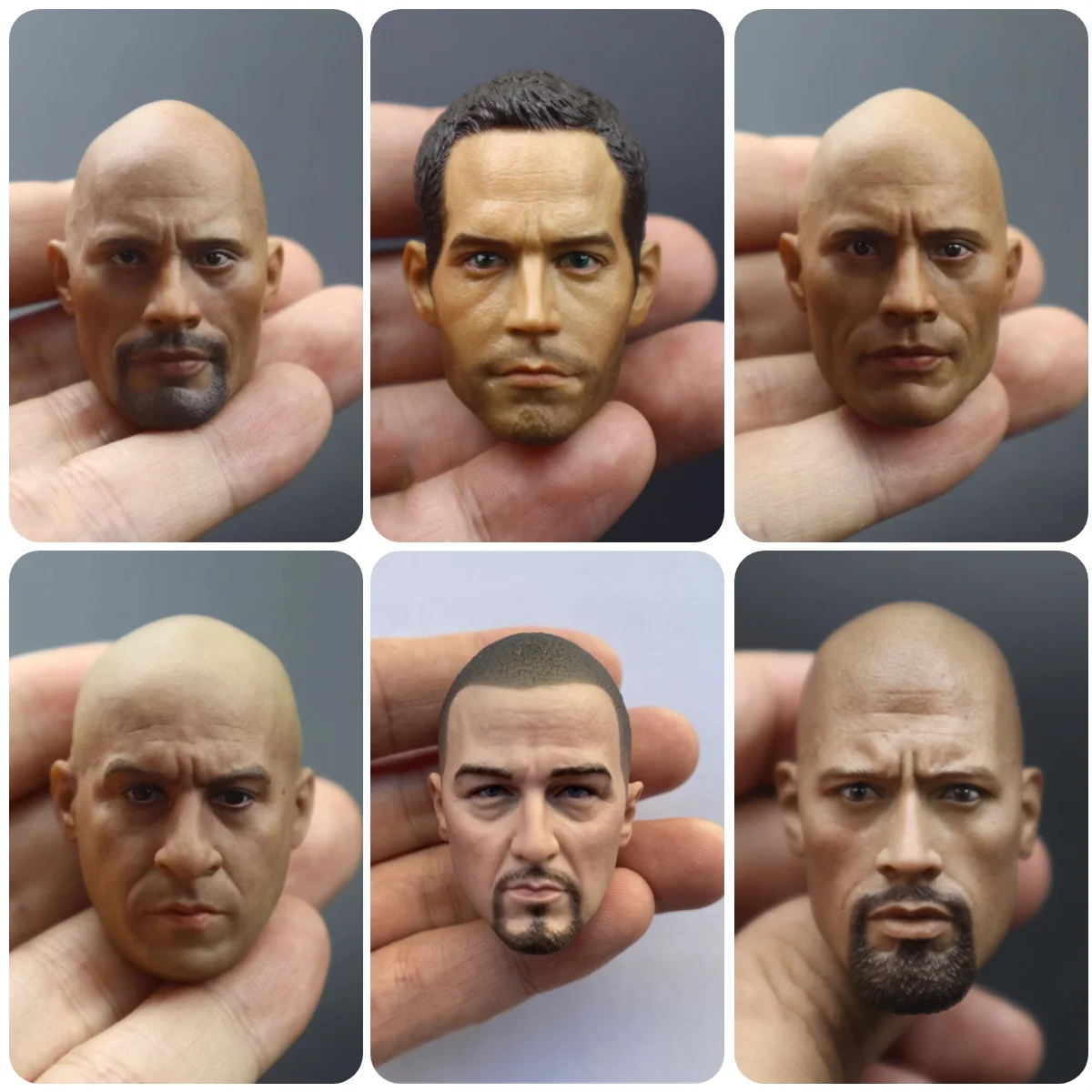 1/6 Male Fast Vin Diesel Car Match Furious Head Sculpture Carving Model Fit 12inch Action Figures Collect DIY