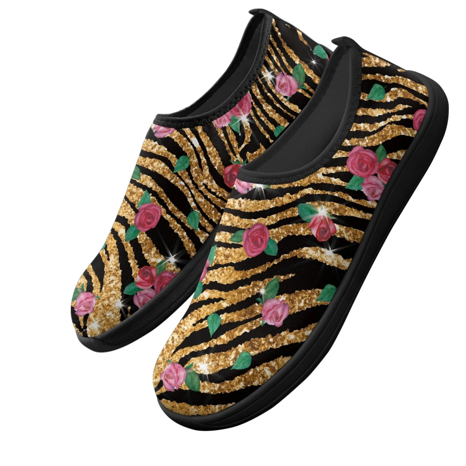 PENSTROLL Slip On Sports Shoes Non Slip Zero Drop Shoes for Dress Men Pink Rose Print
