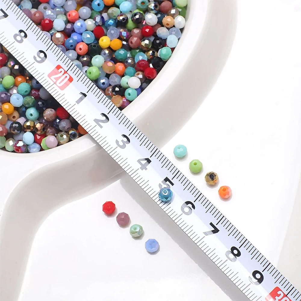 300Pcs/Lot 4mm Mixed AB Color Faceted Crystal Rondelle Glass Beads Round Shape Loose Crafts for Jewelry Making DIY Needdlework
