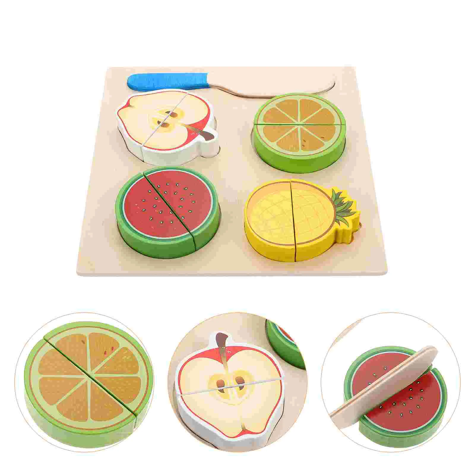 Fruit Cut Baby Childrens Toys Toddler Puzzles Kindergarten Learning Wooden Kids Pretend Cutting Cartoon