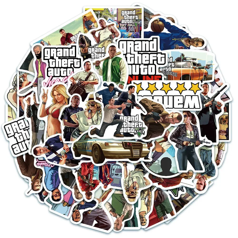 10/30/50pcs Game Grand Theft Auto Adventure Gta5 Sticker for Laptop Car Motorcycle Skateboard Graffiti Decal Sticker Kids Toys