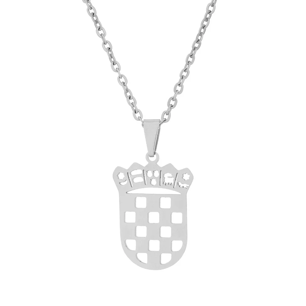 2024 New fashion Croatian badge pendant necklace for men and women couples stainless steel collarbone chain trend jewelry