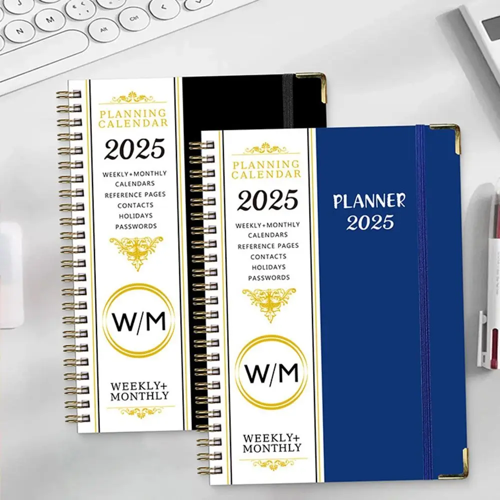 with Index Tags Coil 2025 Planner Notebook 365 Days Daily Plan A5 Agenda Notebook Diary Notepad Academic Weekly Agenda