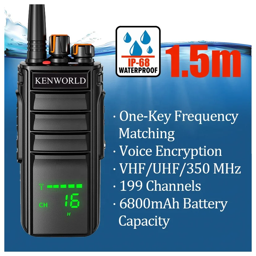 KENWORLD KP-718F جهاز اتصال لاسلكي UHF 350Mhz طويل المدى 10KM محمول مقاوم للماء FM VHF اتجاهين راديو 15W DE Comunicacion