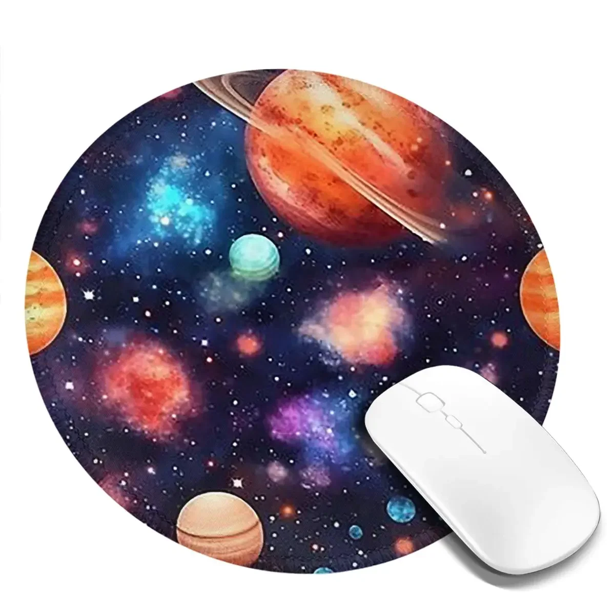Solar System Space Planets Universe Round Mouse Pad Computer Keyboard Mouse Mat Gaming Laptop Desk Mat Office Accessories Table