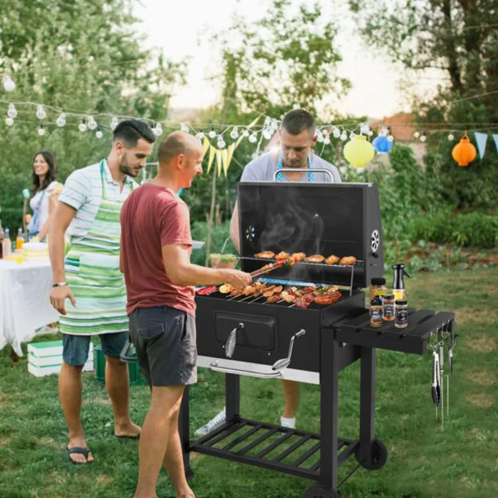 

25 inch Charcoal Grill, with Side Tables,Perfect for Outdoor BBQ Parties!!