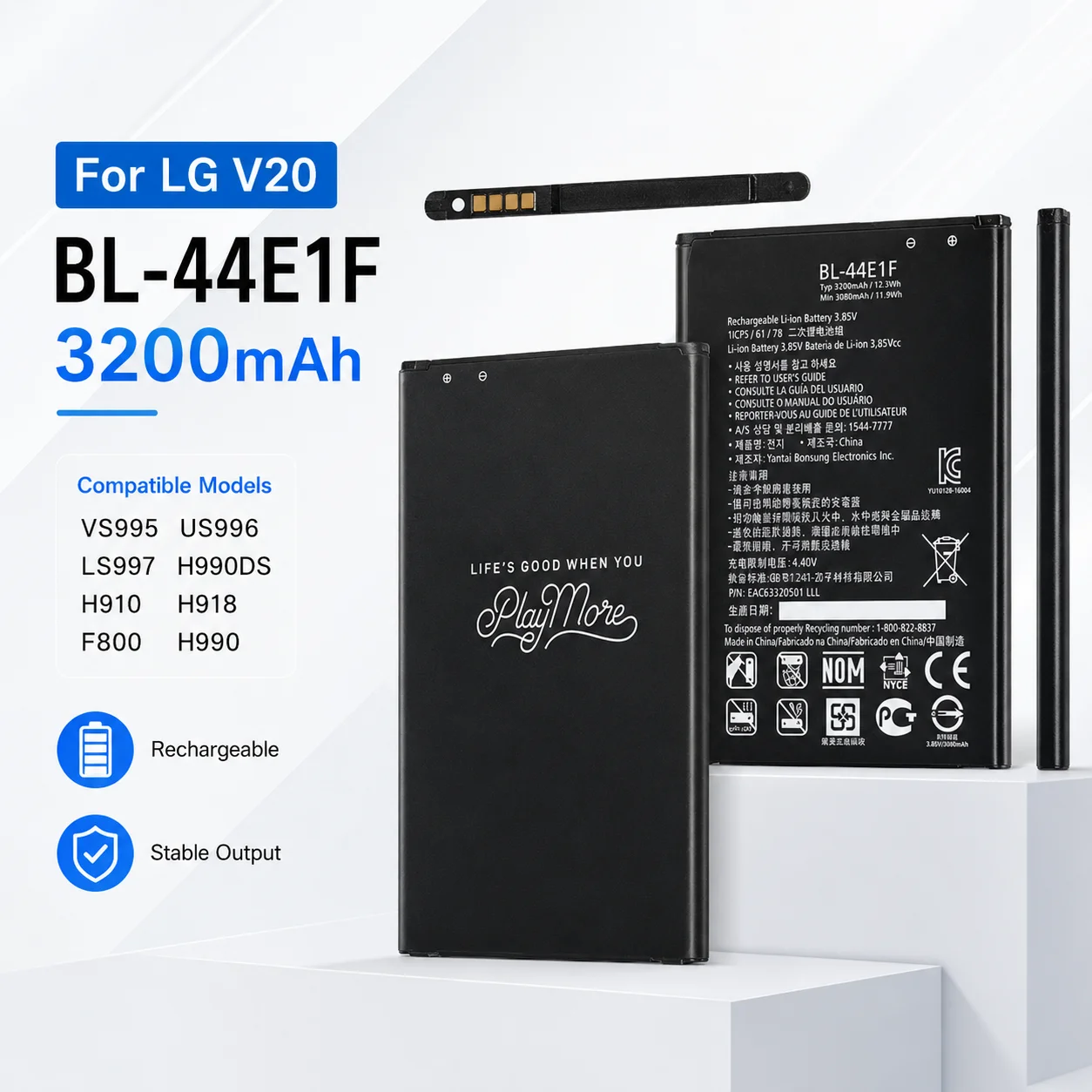

Upgraded High Capacity High Density Lithium Battery BL-44E1F to BL-45A1H Anti-Bulging for LG V Series & K Series Replacement