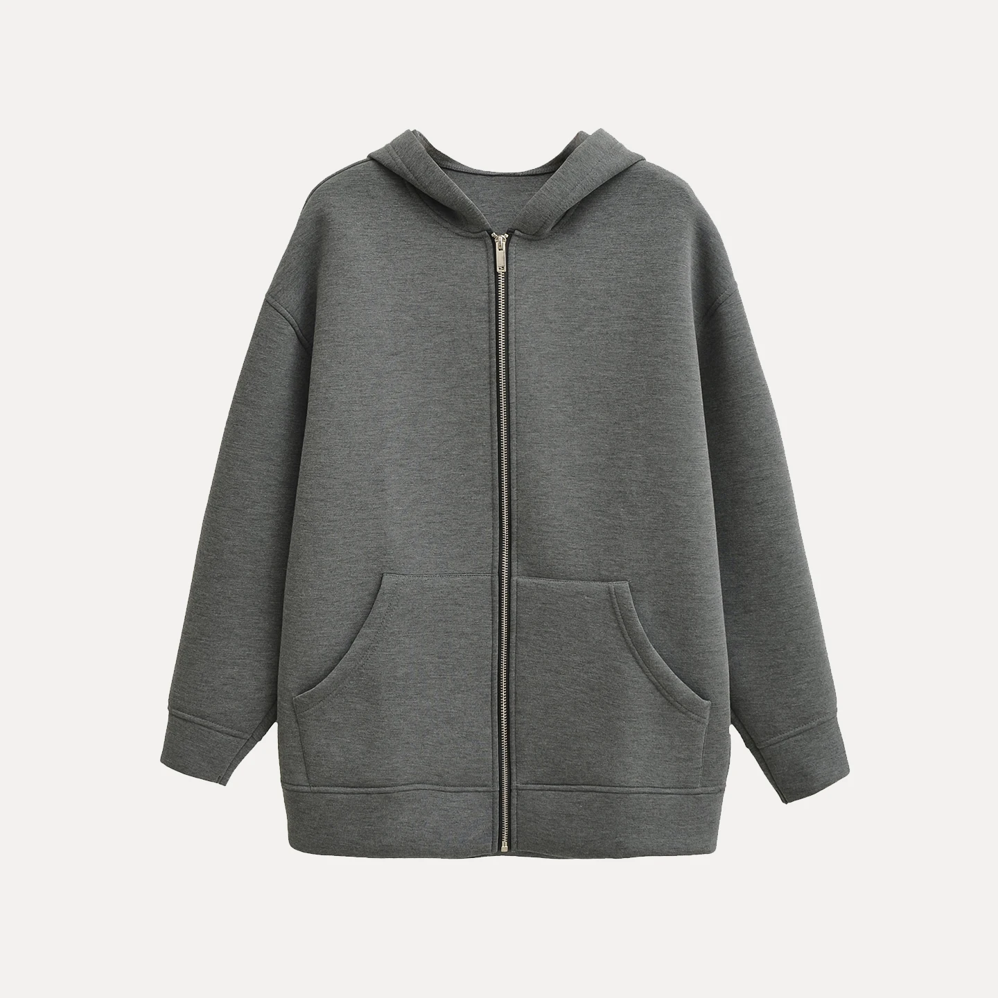 Modna, codzienna bluza z kapturem, zapinana na zamek, szeroka, damska, jesienna, nowość 2025, wygodna, długa bluza dresowa.