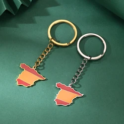 Skyrim Spain National Map Pendant Keychain Stainless Steel National Map Fashion Jewelry Gift 2025 Wholesale