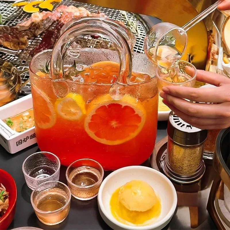 2.3L Handbag Shape Glass Cup Juice Cocktail Water Cup Portable Large Capacity Beer Fruit Wine Drinkware Home Party Supply Decor