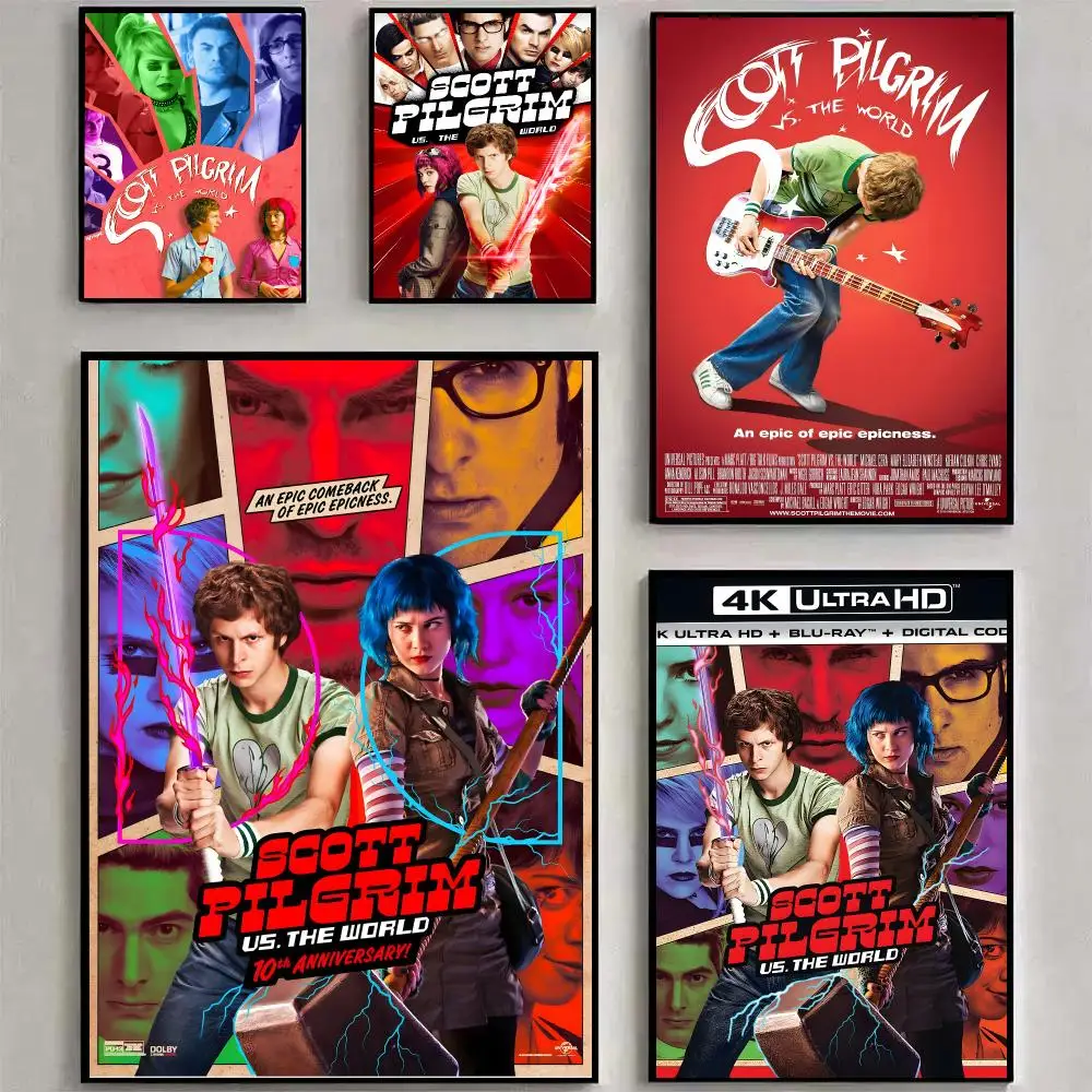 Movie Scott Pilgrim VS The World Poster Home Living Bed Room Bar Hallway Sticky Wall Art Printing Waterproof Aesthetic Decor