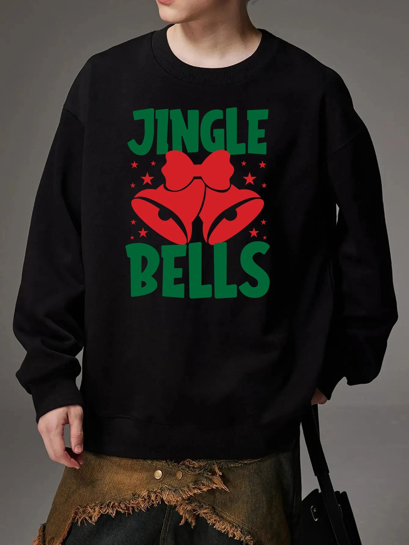 Men's Crew Neck Sweatshirt Printed  Christmas Theme Street Wear Fall Long Sleeve Hip Hop Craft Men's Wear