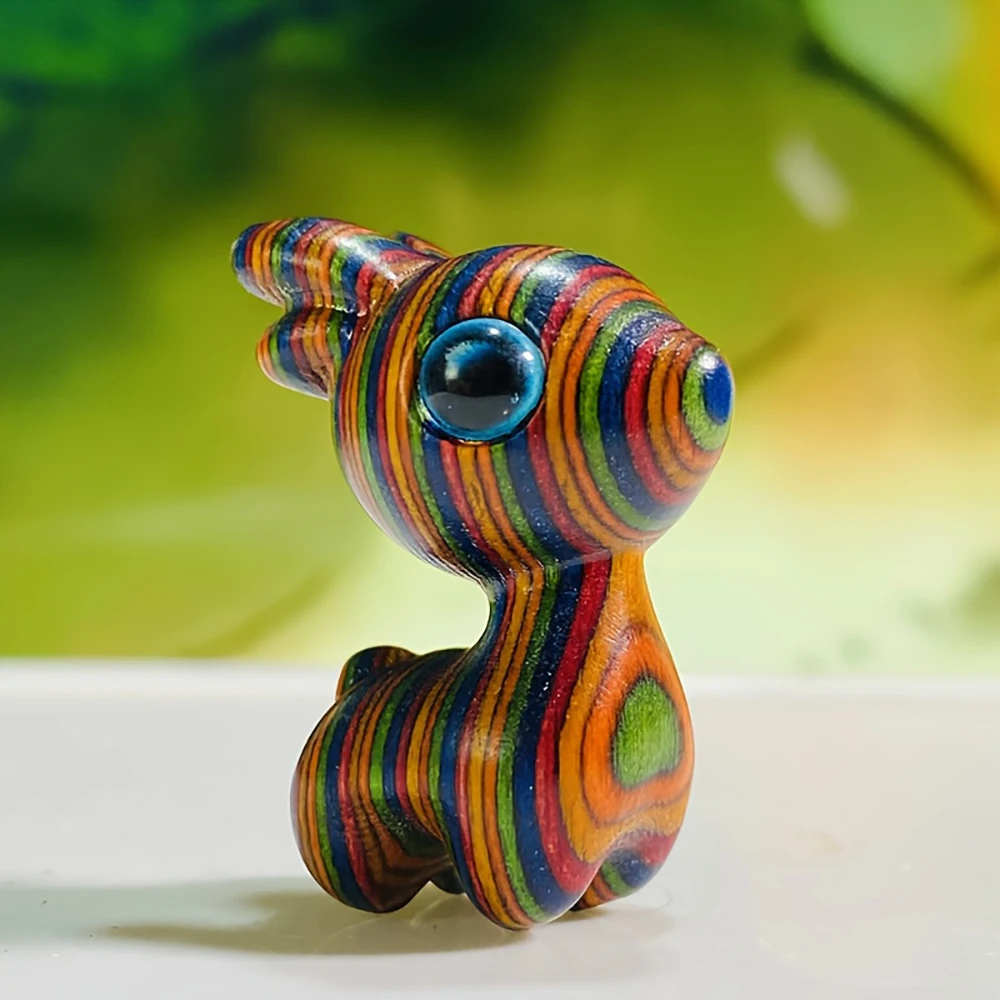 1 Colorful Wooden Deer Figurine Rainbow Fawn Wooden Statue Decoration, Creative Office Desk Decoration, for Bookshelves, Home Living Room, Office Cabinet, Entryway Decoration, Room Decoration, Home Decor, Gift