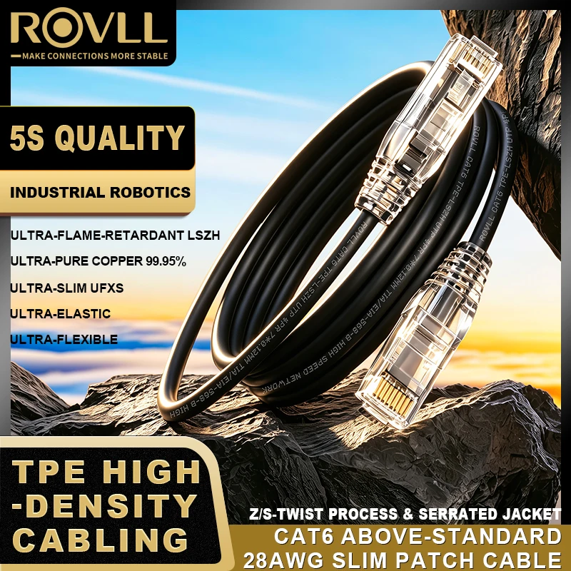 ROVLL CAT6 Ethernetkabel 1Gbps 250MHz 28AWG 3.8mm Ultraslanke UTP RJ45 LAN Netwerkkabel voor Router Switch Modem PC