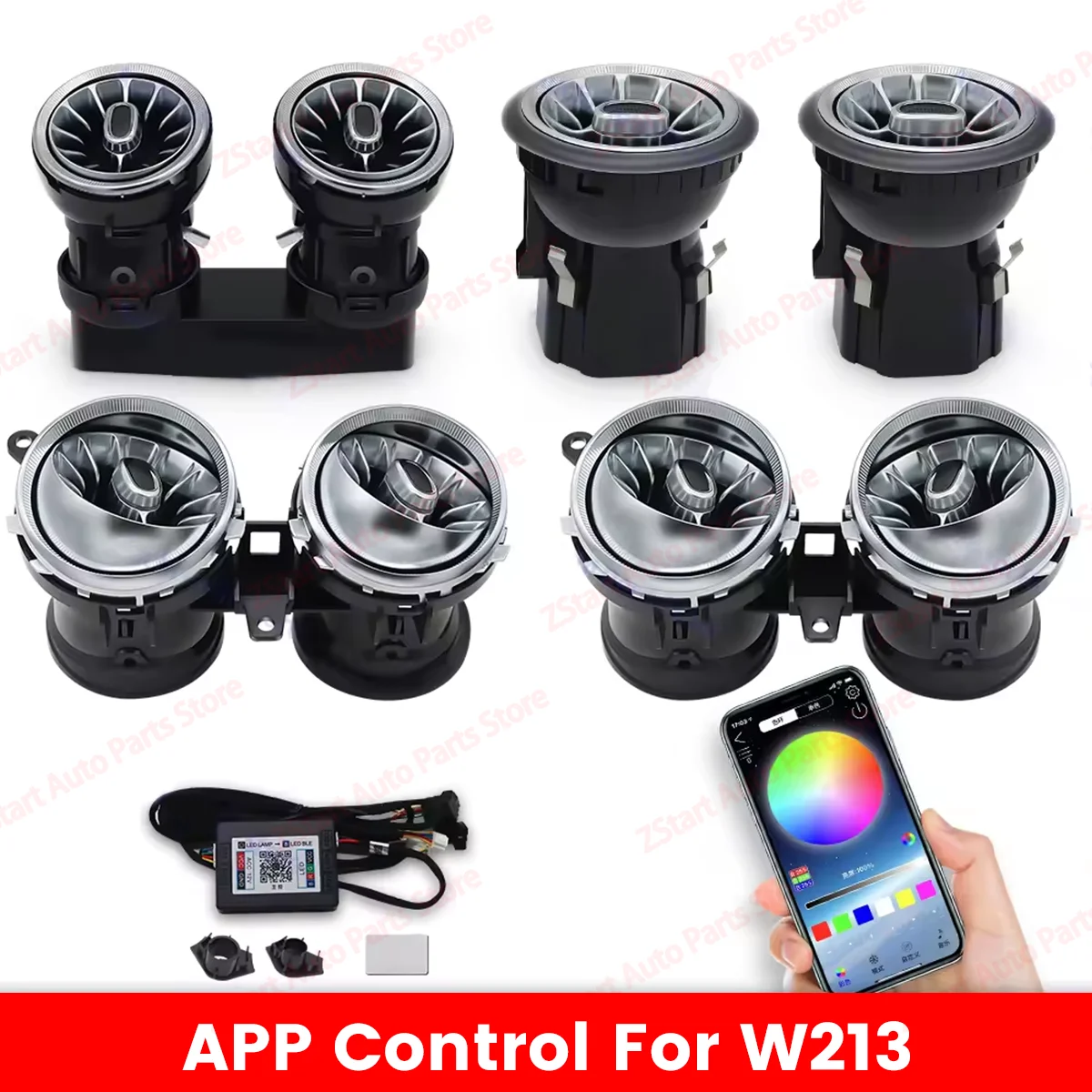256 kleuren LED Vent Voor Mercedes Benz W205 x253 W213 W177 W118 W117 W176 X156 W222 APP Controles Air vent Nozzle Omgevingslicht