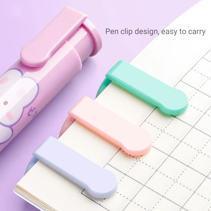 Pen Type Eraser Set Replaceable Core, Cute Cartoon Pencil Erasers for Kids, Retractable Eraser Pencil Rubber Soft Refill Core