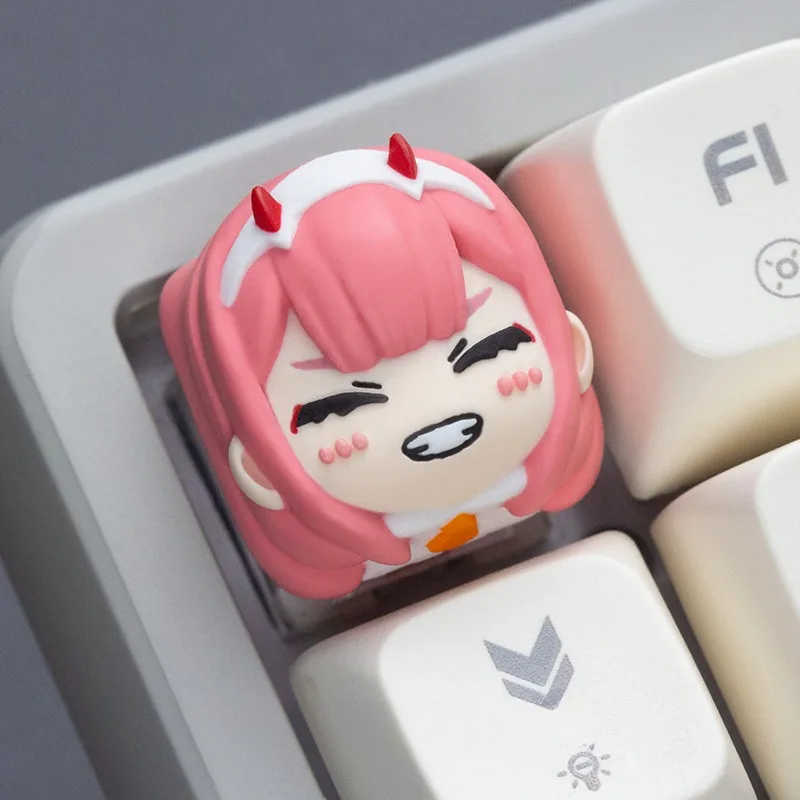 DARLING in The FRANXX Artisan Keycap Custom Resin Handwork Keyboard Cap Zero Two Cute Anime KeyCap for Mechanical Keyboard Gift