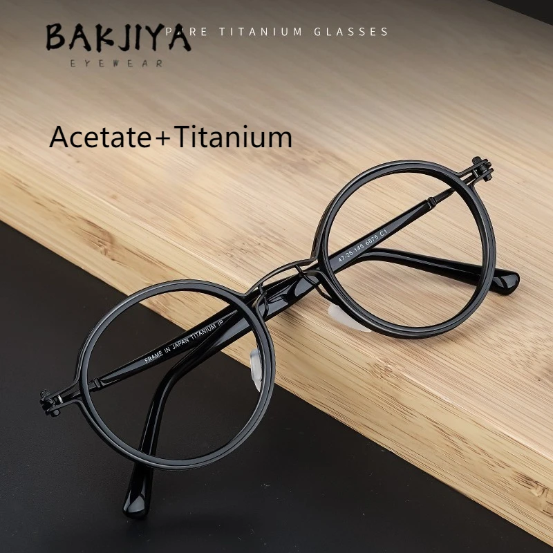 

Vintage Round Frame Acetate Titanium Eyeglasses Men and Women Myopia Prescription Glasses Frames Retro Full-Rim Designer Eyewear