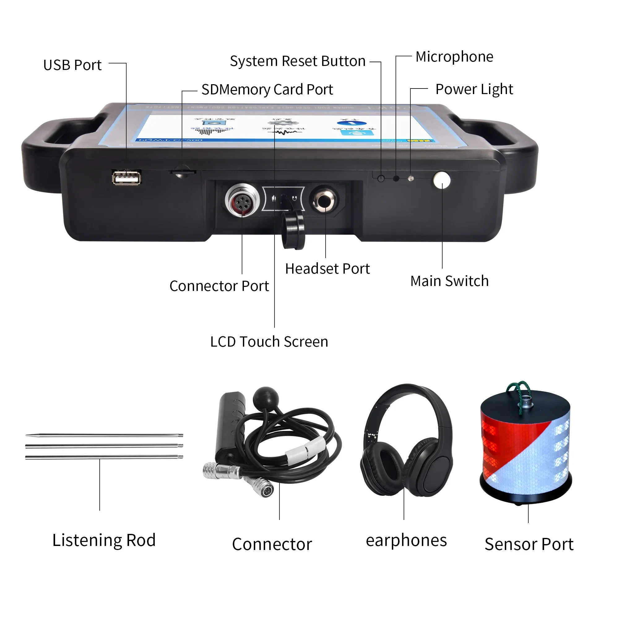 PQWT CL200 Acoustic Listening Device Plumbing Tools Pipeline Leak Inspection Groundwater Leak Detector