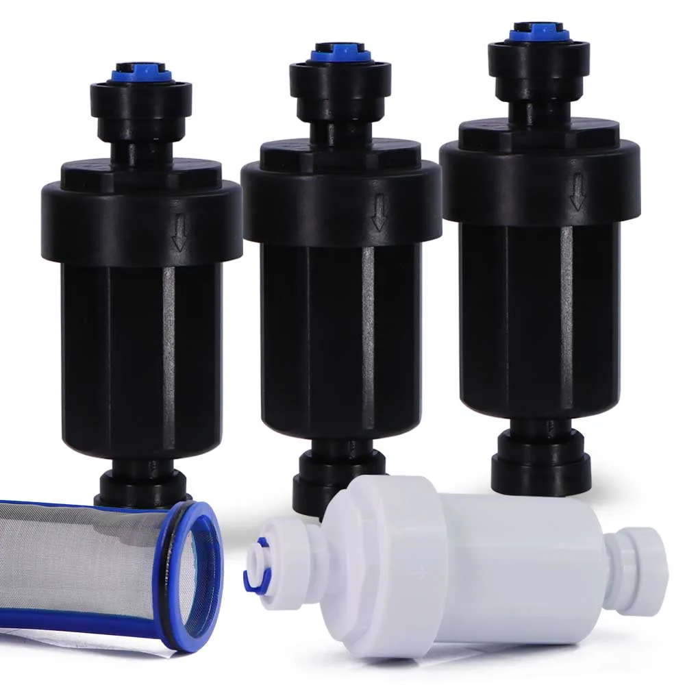 

40 Micron 1/4" 4/6mm Microfilter Slip Lock 316 Stainless Steel Filter Screen Garden Irrigation Quick Connector Prefilter Adapter