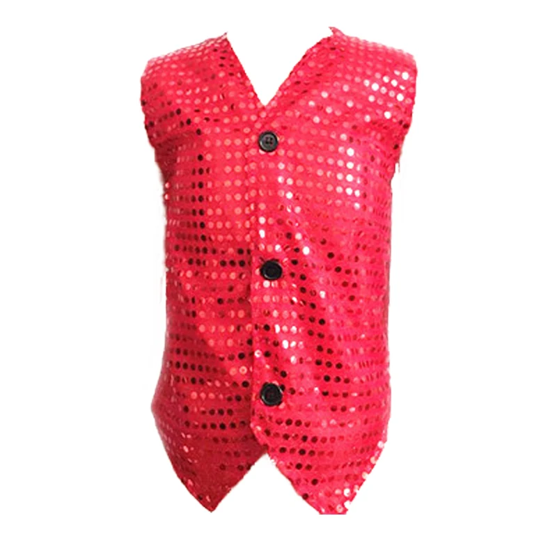 Kids Adult Jazz Hip-hop Dance Costume Sequin Tank For Children Sleeveless Shiny Sequined Vest Boy Stage Performance Party Unisex
