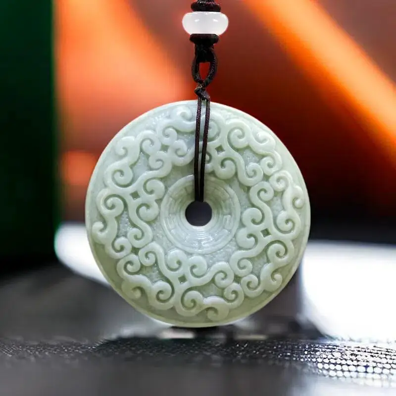 

Natural Real Jade Flower Pendant Necklace Talismans Gifts for Women Men Stone Chinese Gemstones Fashion Carved Jewelry Gift