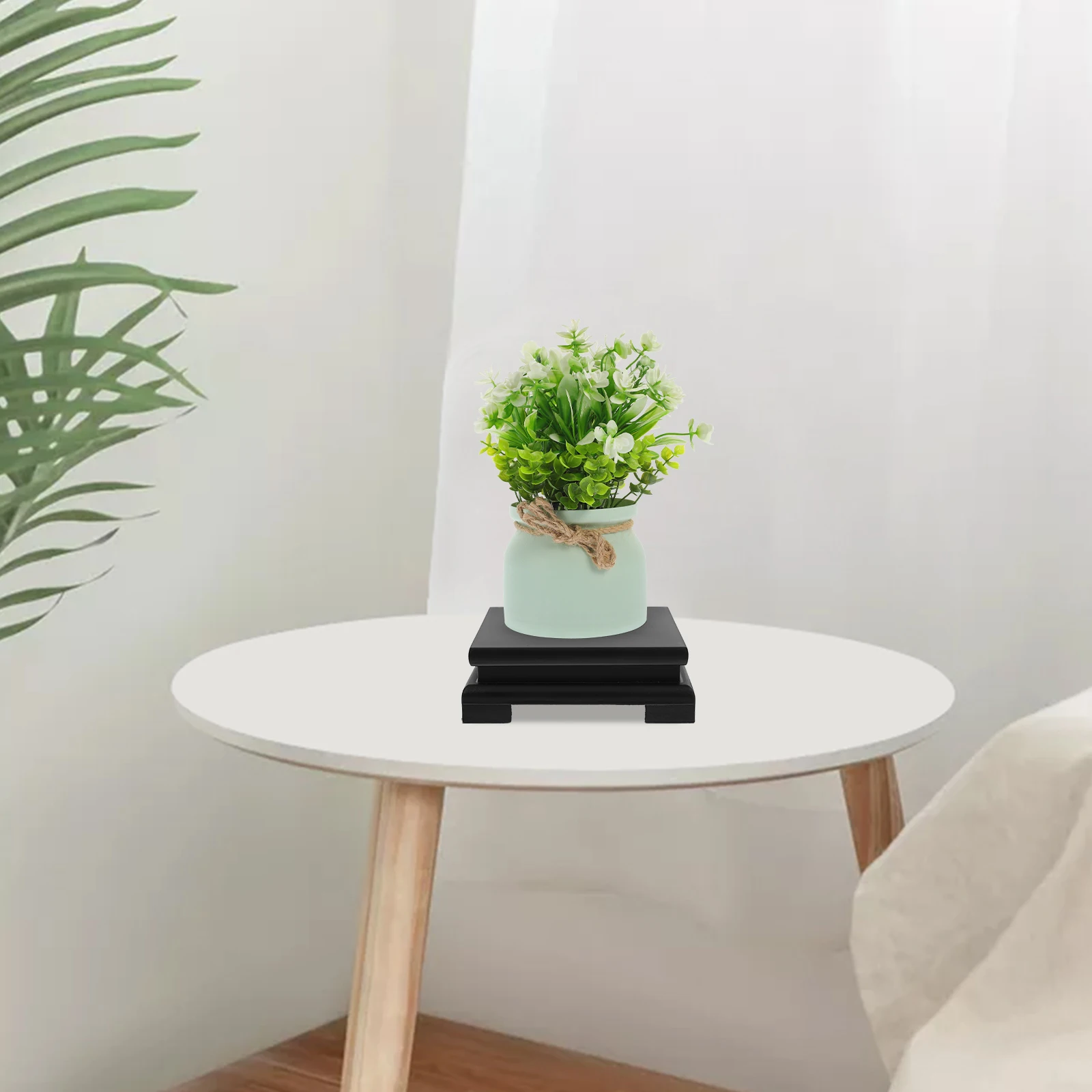 

1pc Solid Wood Display Base for Vases Flower Pots Bonsai Home Office Decorative Stand Wooden Teapot Holder Desktop Ornament Home