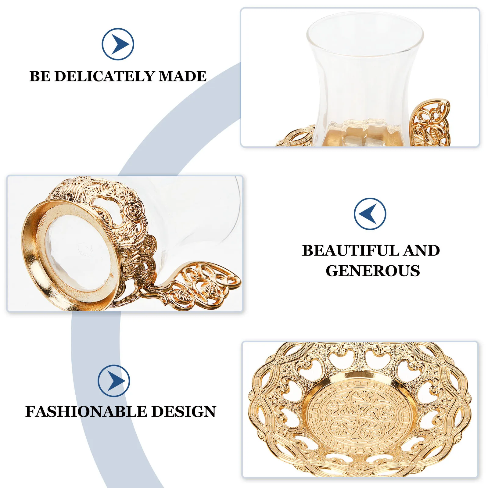 

1Set Glass Coffee Cup Set Elegant Tea Cup with Saucer Spoon Versatile for Home Office Cafe Gift Spoon Glass Tea Cups