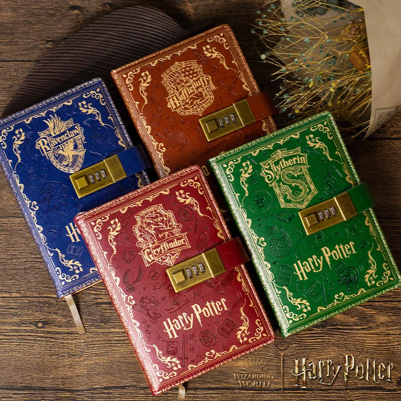 2024 New Harry Potter Four Academy Retro Password Notebook Color Page A5 Notebook Student Cartoon Log Writing Book Birthday Gift