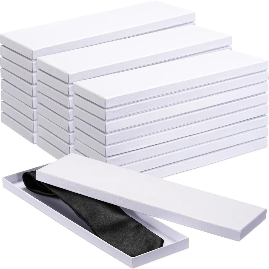 24 cajas para corbatas de regalo, 14 x 4,3 x 0,75 pulgadas, papel de cartón blanco