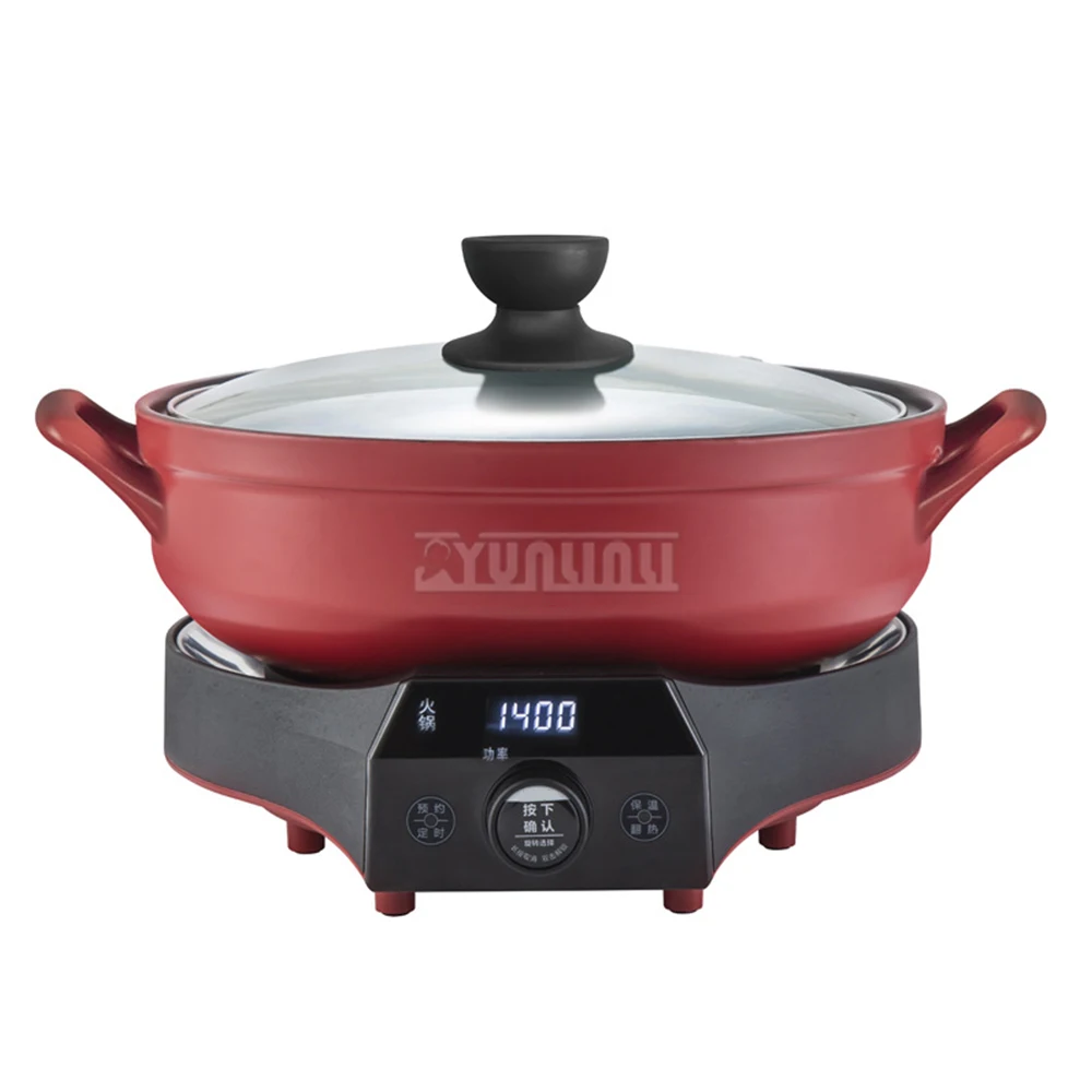 وعاء تسخين كهربائي سيراميك متعدد الوظائف منزلي ، آلة طهي ، نوع منقسم 5 لتر ، وعاء طين حساء