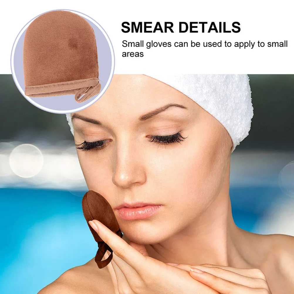 2Pcs Special Flocking Gloves Self Tanning Mitts for Indoor Home Use Black Brown Body Lotion Mousse Tanning Gloves