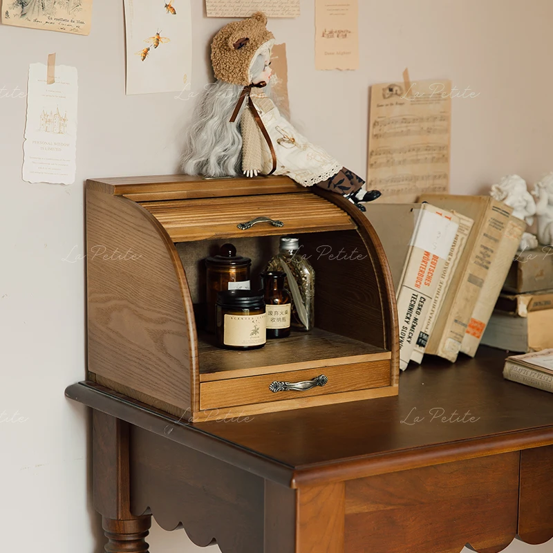 

Retro desktop storage box jewelry cosmetics dresser roller shutter storage medieval cultural play bracelet storage