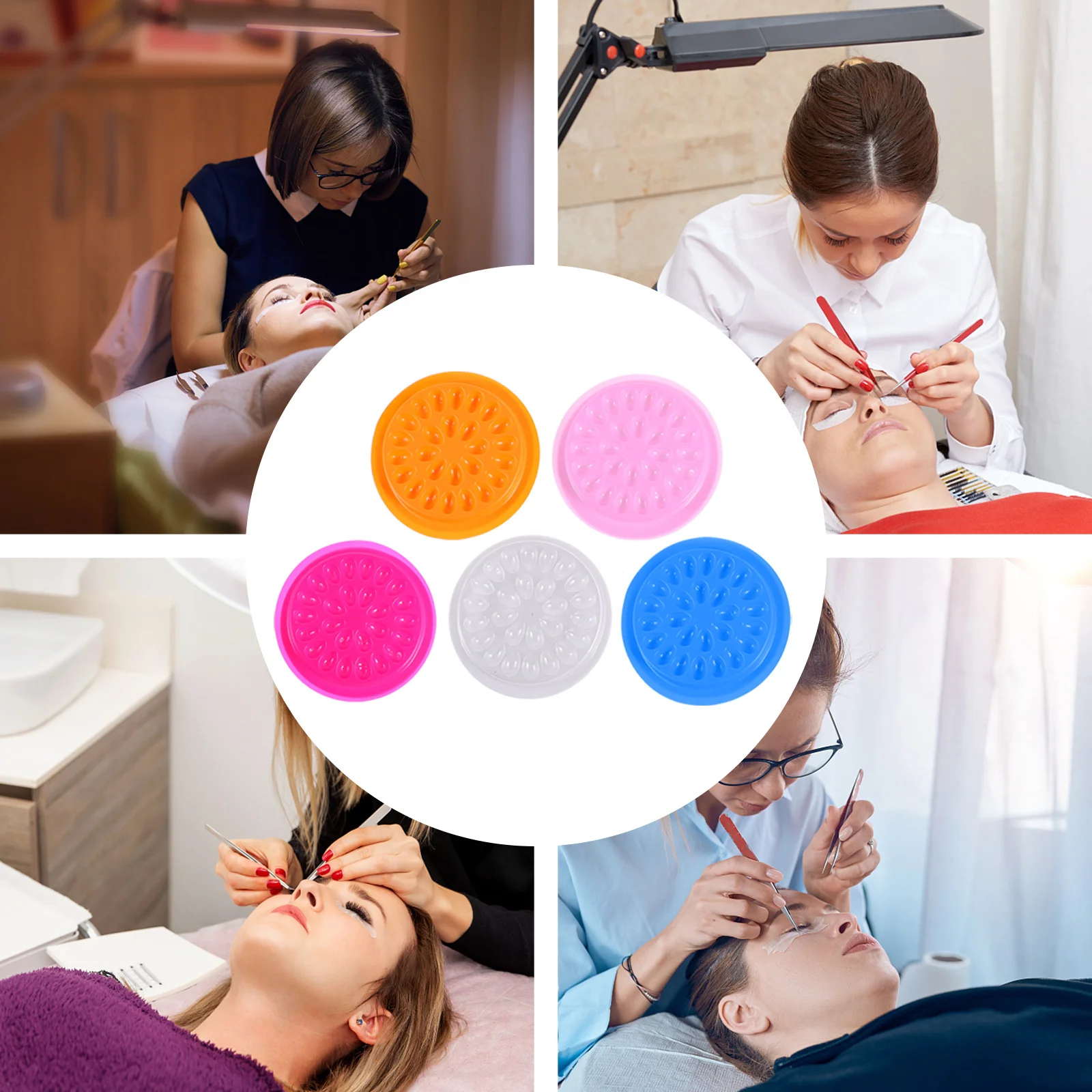 20 個のまつげエクステンションパレットパッド再利用可能なまつげ接着剤ホルダーエクステンション作業用混乱のないアプリケーションポータブルデザイン